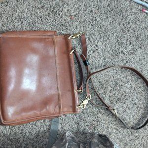 Coach over the shoulder brown leather bag